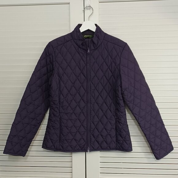 Eddie Bauer Quilted Jacket Purple Grape Color Front Zip Womens size Medium - Picture 8 of 10